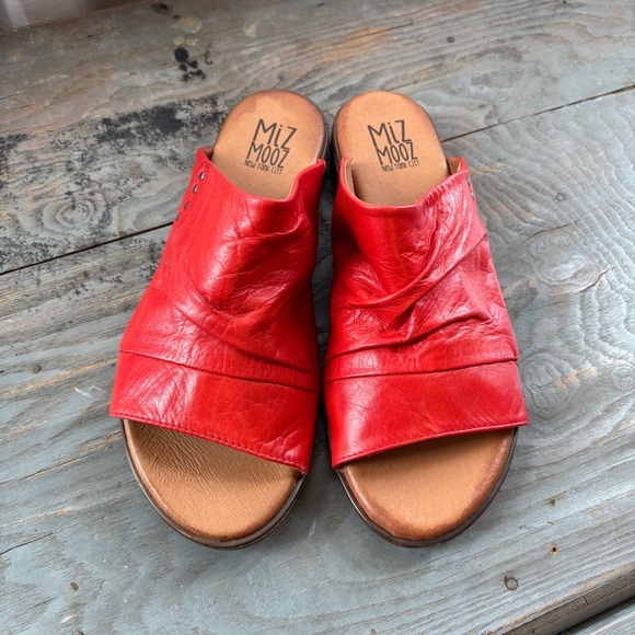 Miz Mooz Red Dandelion wide slide on sandals | 39 wide - Picture 2 of 8